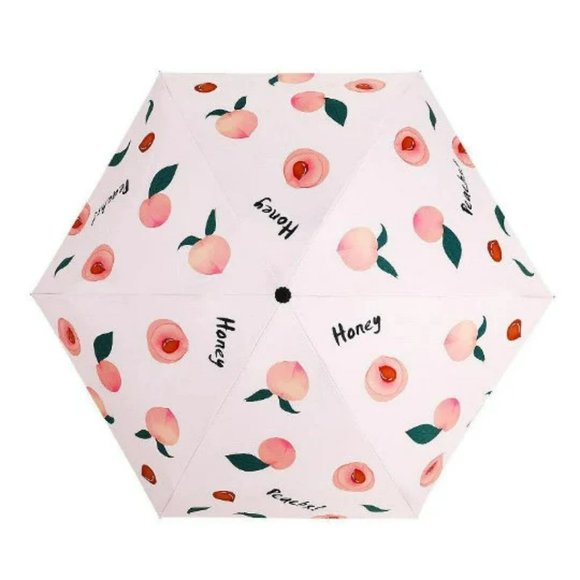 Peach Mini Sun Rain Pocket Umbrella - Picture 2 of 4